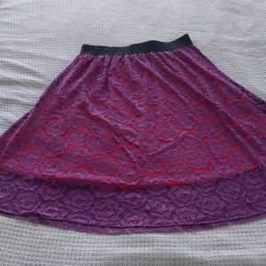 LuLaRoe Purple Lace Midi Skirt